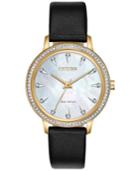 Citizen Eco-drive Women's Silhouette Black Leather Strap Watch 36mm
