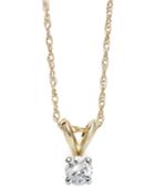 Diamond Necklace, 10k Gold Round-cut Diamond Pendant (1/6 Ct. T.w.)