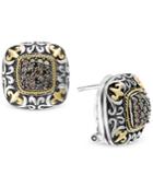 Effy Diamond Square Cluster Filigree Stud Earrings (5/8 Ct. T.w.) In Sterling Silver And 18k Gold
