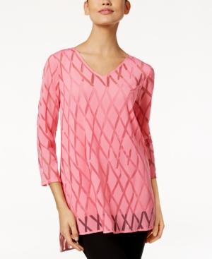Alfani Petite Burnout-mesh High-low Top, Created For Macy's