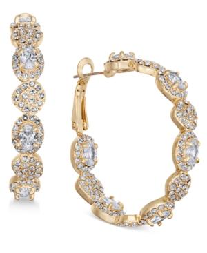 Joan Boyce Gold-tone Crystal Scalloped Hoop Earrings