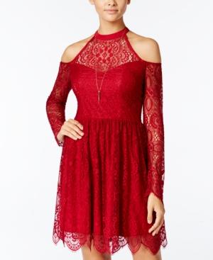 Trixxi Juniors' Cold-shoulder Lace Dress