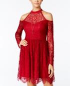 Trixxi Juniors' Cold-shoulder Lace Dress