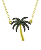 Diamond Palm Tree Pendant Necklace (1/10 Ct. T.w.) In 14k Gold-plated Sterling Silver