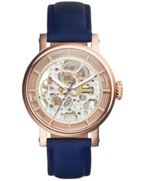 Fossil Women's Automatic Original Boyfriend Blue Leather Strap Watch 38mm Me3086