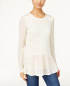Style & Co. Crochet Peplum Knit Top, Only At Macy's