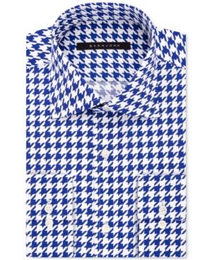 Sean John Men's Classic-fit Blue Houndstooth Dress Shirt