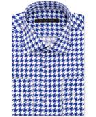 Sean John Men's Classic-fit Blue Houndstooth Dress Shirt