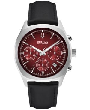Bulova Accutron Ii Men's Chronograph Surveyor Black Leather Strap Watch 41mm 96b238
