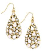 Inc International Concepts Gold-tone White Stone And Crystal Mosaic Teardrop Earrings, Only At Macy's