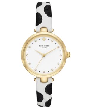 Kate Spade New York Women's Holland Black & White Leather Strap Watch 34mm
