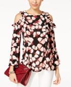Alfani Printed Cold-shoulder Blouse, Created For Macy's