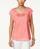 Style & Co Cotton Lace Eyelet-embroidered Top, Created For Macy's