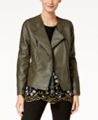 Alfani Faux-leather Whipstitched Moto Jacket, Created For Macy's