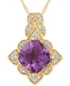 Amethyst (2 Ct. T.w.) & Diamond (1/10 Ct. T.w.) Pendant Necklace In 14k Gold