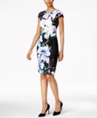 Connected Petite Floral Ruched Sheath Dress