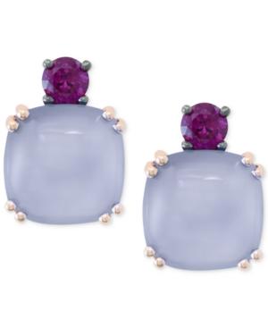 Effy Chalcedony (4-1/3 Ct. T.w.) And Rhodolite (1/4 Ct. T.w.) Stud Earrings In 14k Rose Gold