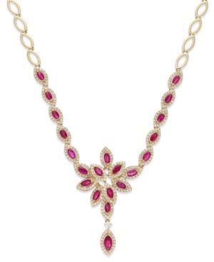 Ruby Royale By Effy Ruby (3-1/2 Ct. T.w.) And Diamond (1-1/3 Ct. T.w.) Necklace In 14k Gold