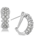 Diamond Cluster Hoop Earrings (1/2 Ct. T.w.) In Sterling Silver