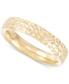 Italian Gold Textured Band In 14k Rose, Yellow Or White Gold