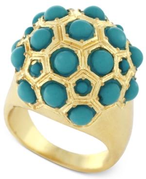Bcbgeneration Gold-tone Blue Bead Ball Ring