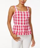 Maison Jules Cotton Gingham Peplum Top, Created For Macy's