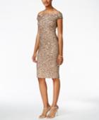 Adrianna Papell Off-the-shoulder Sequined Dress