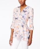 Style & Co. Floral Printed Handkerchief-hem Top, Only At Macy's