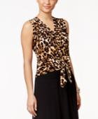 Thalia Sodi Leopard-print Tie-front Blouse, Only At Macy's