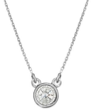Trumiracle Diamond Bezel Pendant Necklace In 10k White Gold (1/10 Ct. T.w.)