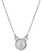 Trumiracle Diamond Bezel Pendant Necklace In 10k White Gold (1/10 Ct. T.w.)