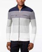 Inc International Concepts Men's Copperfield Striped Zip-front Sweater, Created For Macy's