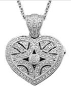 Sterling Silver Pendant, Diamond Heart Locket (1/3 Ct. T.w.)
