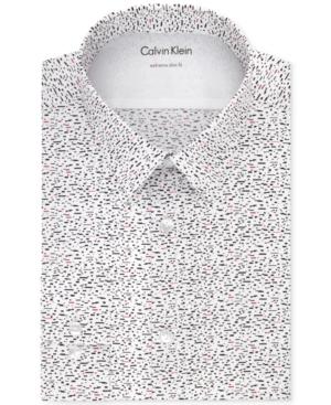 Calvin Klein X Men's Extra-slim Fit Thermal Stretch Performance Black Print Dress Shirt