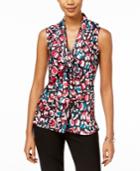 Nine West Printed Tie-front Shell