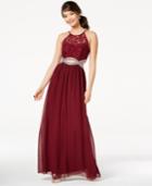 Speechless Juniors' Sequined Lace Infinity Gown