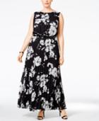 Jessica Howard Plus Size Floral-print Belted Maxi Dress