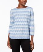 Alfred Dunner Metallic Pointelle-knit Sweater