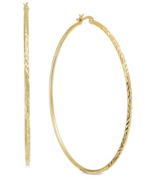 Essentials Extra Large Silver Plated Textured Hoop Earrings