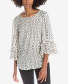 Max Studio London Printed Ruffled-sleeve Top, Created For Macy's