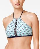 Bar Iii Diamond In The Rough High-neck Lace-up Bikini Top, Only At Macy's Women's Swimsuit