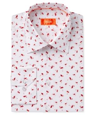 Tallia Men's Fitted Flamingo Printed Ground Dress Shirt