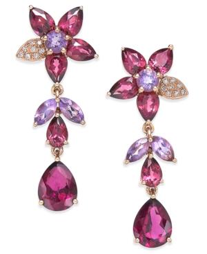 Bordeaux By Effy Multi-stone (10-9/10 Ct. T.w.) And Diamond Accent Flower Drop Earrings In 14k Rose Gold
