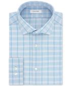 Calvin Klein Men's Steel Slim-fit Non-iron Performance Sky Blue Check Dress Shirt