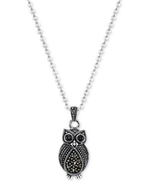 Unwritten Silver-tone Marcasite Crystal Owl Necklace
