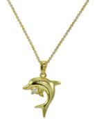 Giani Bernini Cubic Zirconia Dolphin Pendant Necklace In 18k Gold-plated Sterling Silver, Only At Macy's