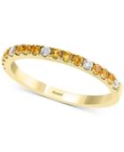 Effy Yellow Sapphire (1/4 Ct. T.w.) And Diamond (1/10 Ct. T.w.) Band In 14k Gold