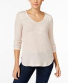 Style & Co. Petite Crochet-detail Ribbed Top, Only At Macy's