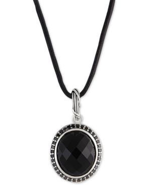 Peter Thomas Roth Onyx (8-5/8 Ct. T.w.) & Black Spinnel Leather Cord 20 Pendant Necklace In Sterling Silver