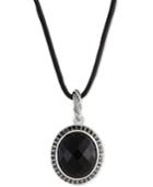 Peter Thomas Roth Onyx (8-5/8 Ct. T.w.) & Black Spinnel Leather Cord 20 Pendant Necklace In Sterling Silver